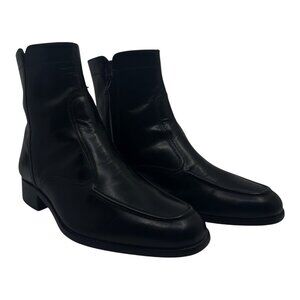 Florsheim Men's Black Leather Moc Toe Side Zip Comfort Ankle Boots  Size 9.0 D